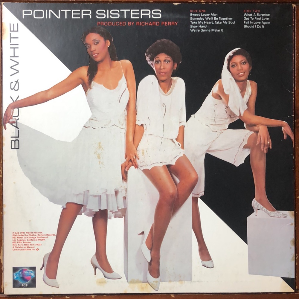Pointer Sisters Black And White Vinyl Lp '81